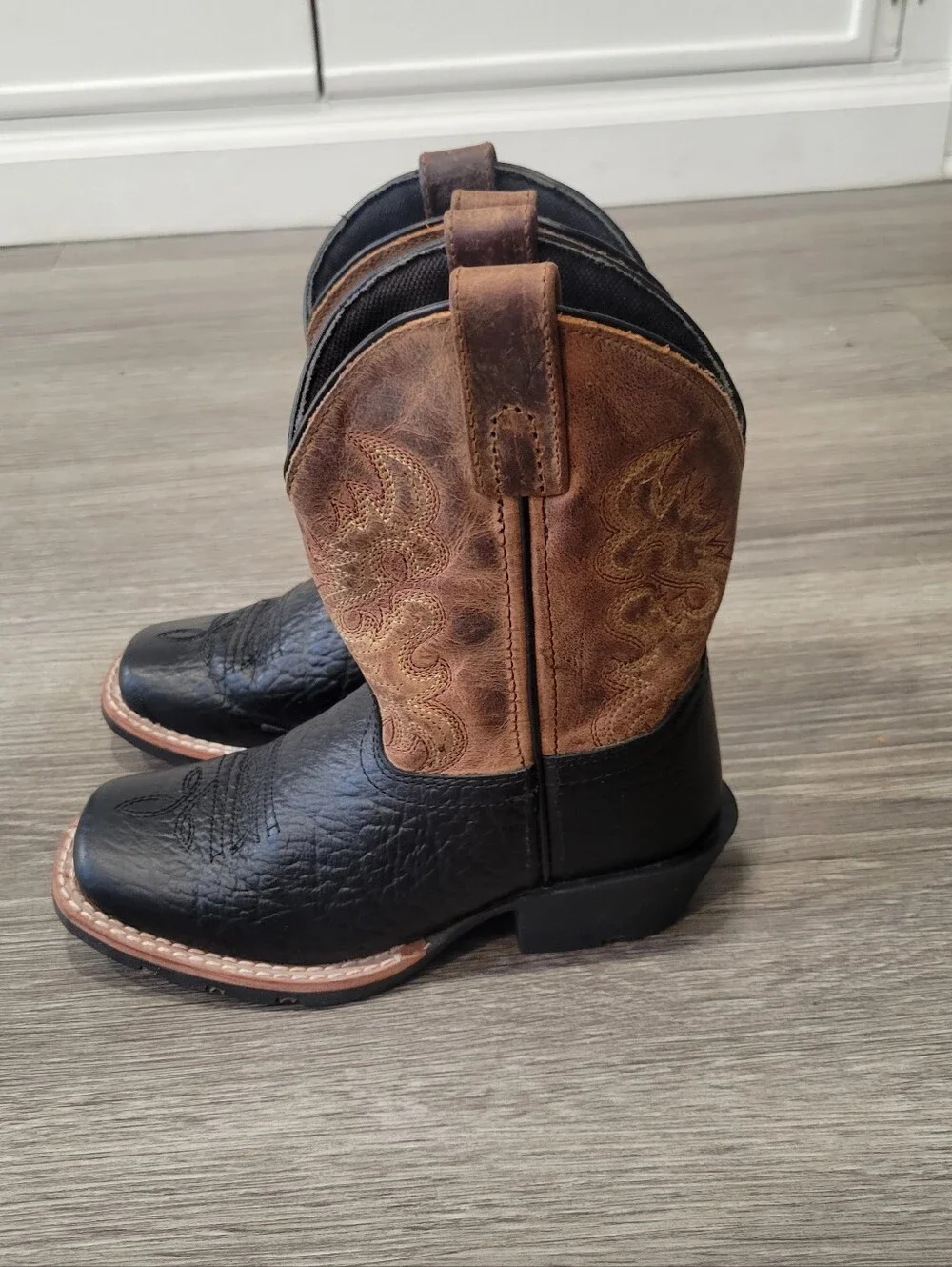 Dan Post Black and Brown Square Toe Western Cowboy Boots Size 11.5